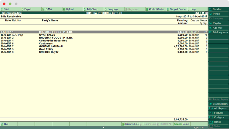 Key Reports Statement Of Accounts Tallygraphs