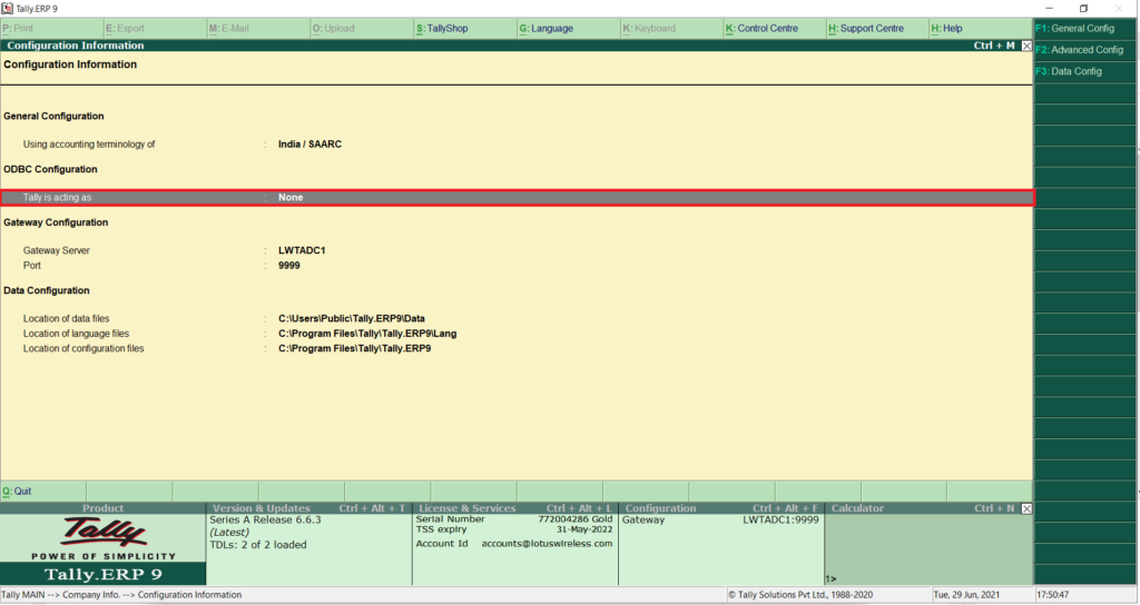 How to sync Tally ERP 9 data with TallyGraphs 2 Config-Information