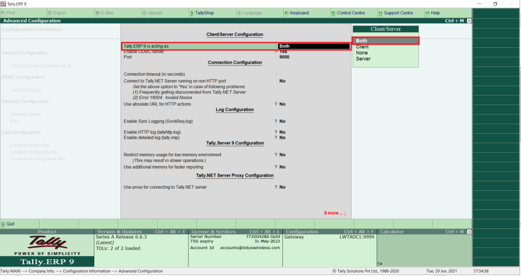 How to sync Tally ERP 9 data with TallyGraphs 3 client server config 1
